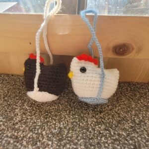 Crochet Chicken Car Charm
